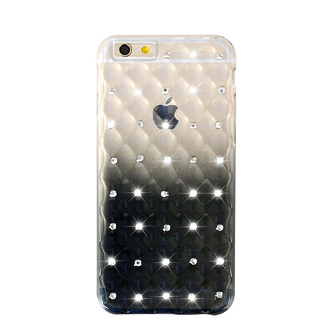 Cover Trasparente Diamante Strass Gioielli Sfumato Morbida per Apple iPhone 6 Plus Nero