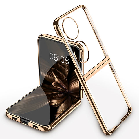 Custodia Crystal Trasparente Rigida Cover AC1 per Huawei Pocket S Oro