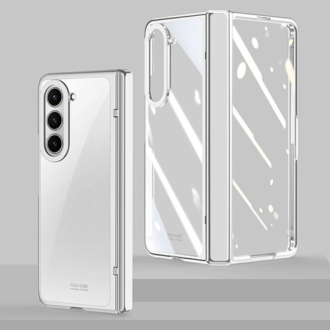 Custodia Crystal Trasparente Rigida Cover MK2 per Samsung Galaxy Z Fold5 5G Argento