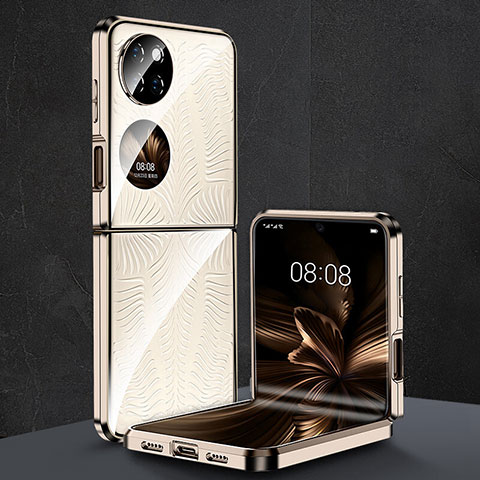 Custodia Crystal Trasparente Rigida Cover per Huawei P50 Pocket Oro