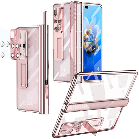 Custodia Crystal Trasparente Rigida Cover ZL1 per Huawei Mate X2 Oro Rosa