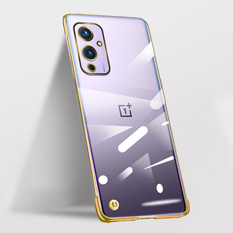 Custodia Crystal Trasparente Rigida Senza Cornice Cover per OnePlus 9 5G Oro