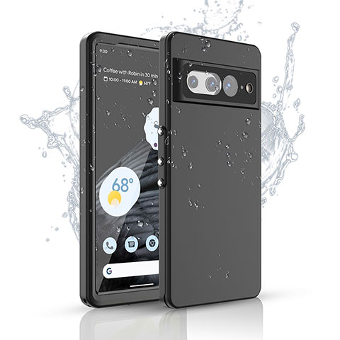 Custodia Impermeabile Silicone e Plastica Opaca Waterproof Cover 360 Gradi per Google Pixel 7 Pro 5G Nero