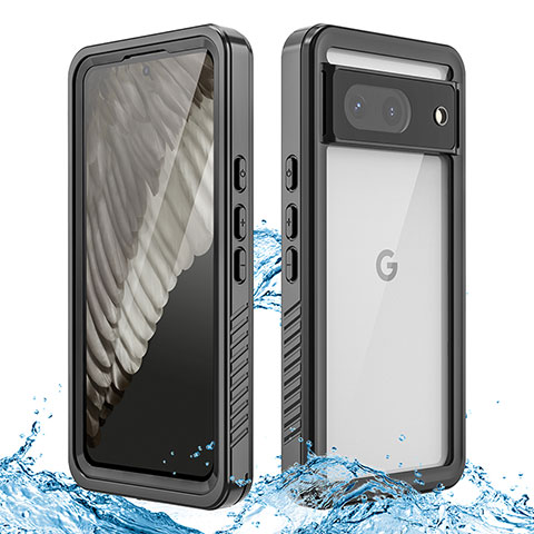 Custodia Impermeabile Silicone e Plastica Opaca Waterproof Cover 360 Gradi per Google Pixel 8 5G Nero