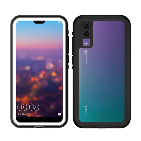 Custodia Impermeabile Silicone e Plastica Opaca Waterproof Cover 360 Gradi per Huawei P20 Bianco