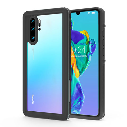 Custodia Impermeabile Silicone e Plastica Opaca Waterproof Cover 360 Gradi per Huawei P30 Pro Nero