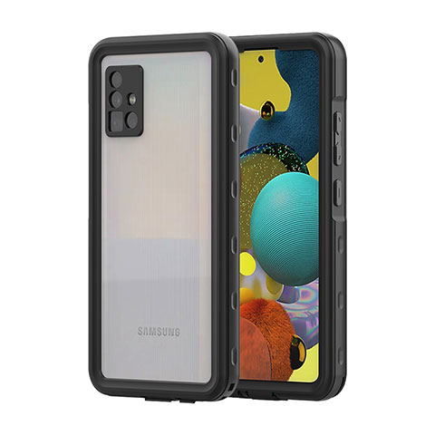 Custodia Impermeabile Silicone e Plastica Opaca Waterproof Cover 360 Gradi per Samsung Galaxy A51 5G Nero