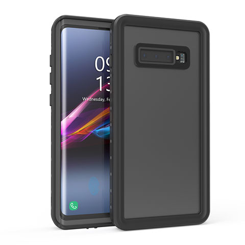 Custodia Impermeabile Silicone e Plastica Opaca Waterproof Cover 360 Gradi per Samsung Galaxy S10 Nero