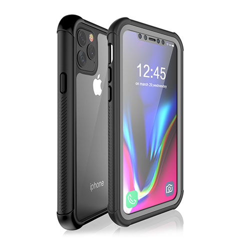 Custodia Impermeabile Silicone e Plastica Opaca Waterproof Cover 360 Gradi W02 per Apple iPhone 11 Pro Nero