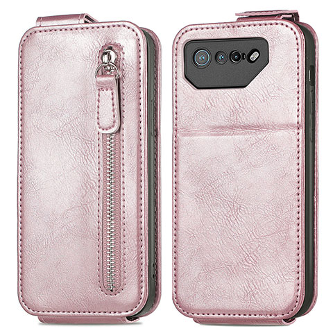 Custodia In Pelle Flip per Asus ROG Phone 7 Ultimate Oro Rosa