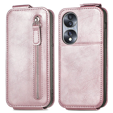 Custodia In Pelle Flip per Huawei Honor 70 5G Oro Rosa