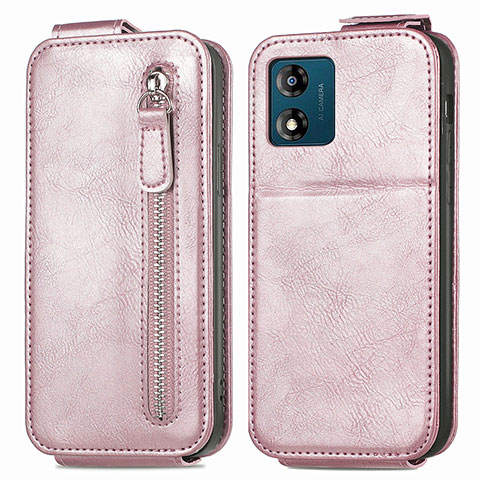 Custodia In Pelle Flip per Motorola Moto E13 Oro Rosa