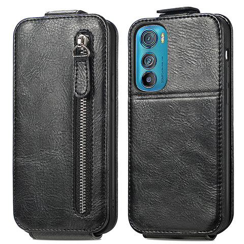 Custodia In Pelle Flip per Motorola Moto Edge 30 5G Nero