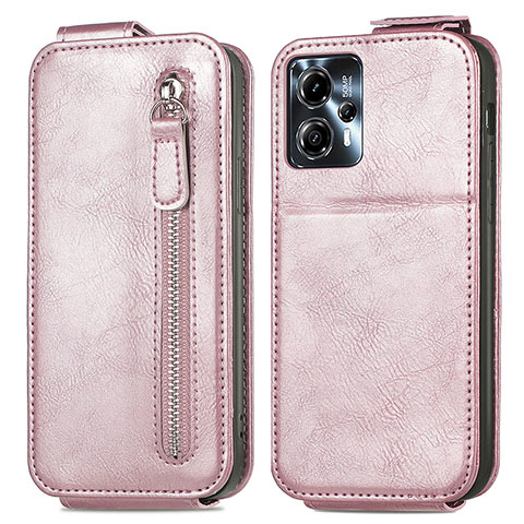 Custodia In Pelle Flip per Motorola Moto G23 Oro Rosa