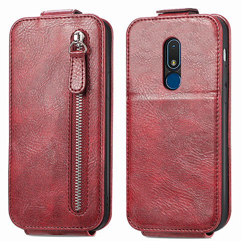 Custodia In Pelle Flip per Nokia C3 Rosso