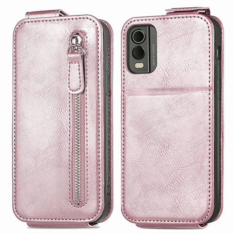 Custodia In Pelle Flip per Nokia C32 Oro Rosa