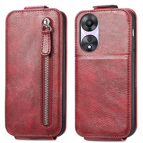 Custodia In Pelle Flip per Oppo A58 5G Rosso