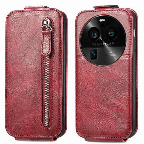 Custodia In Pelle Flip per Oppo Find X6 Pro 5G Rosso