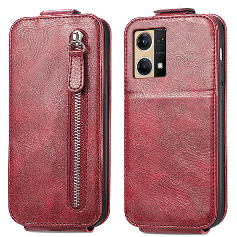 Custodia In Pelle Flip per Oppo Reno7 4G Rosso