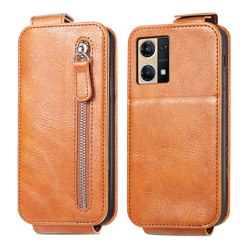 Custodia In Pelle Flip per Oppo Reno8 4G Marrone