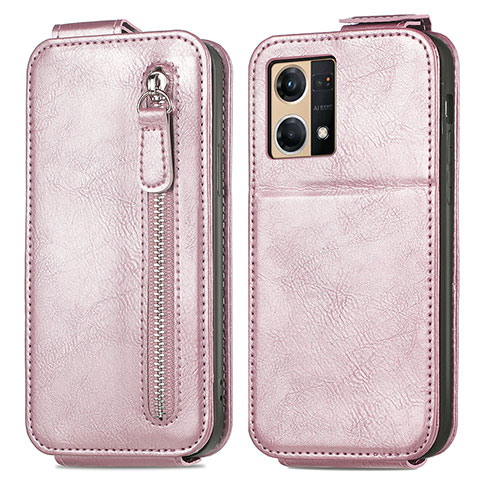 Custodia In Pelle Flip per Oppo Reno8 4G Oro Rosa