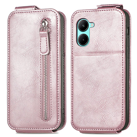 Custodia In Pelle Flip per Realme C33 Oro Rosa