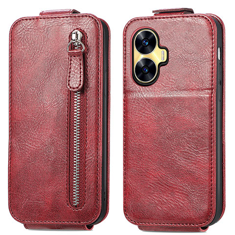 Custodia In Pelle Flip per Realme C55 Rosso