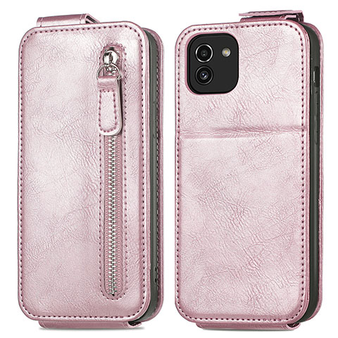 Custodia In Pelle Flip per Samsung Galaxy A03 Oro Rosa