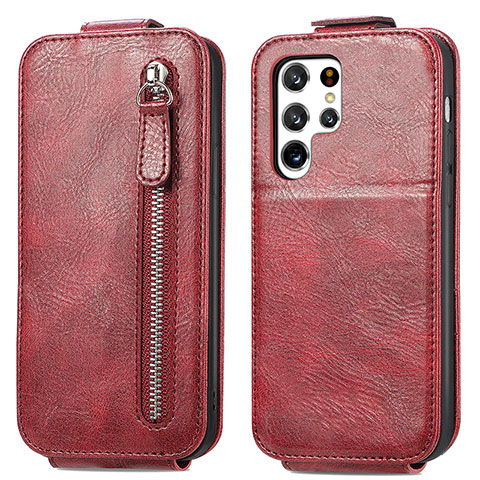 Custodia In Pelle Flip per Samsung Galaxy S22 Ultra 5G Rosso