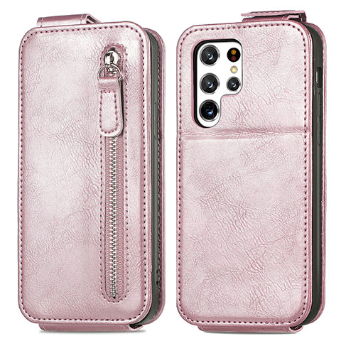 Custodia In Pelle Flip per Samsung Galaxy S25 Ultra 5G Oro Rosa