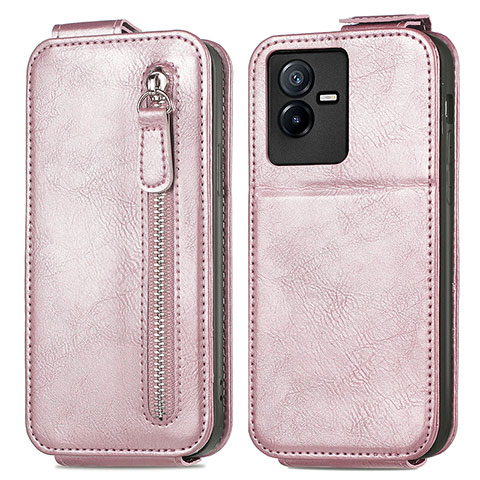 Custodia In Pelle Flip per Vivo iQOO Z6x Oro Rosa