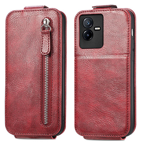 Custodia In Pelle Flip per Vivo iQOO Z6x Rosso