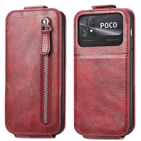 Custodia In Pelle Flip per Xiaomi Poco C40 Rosso