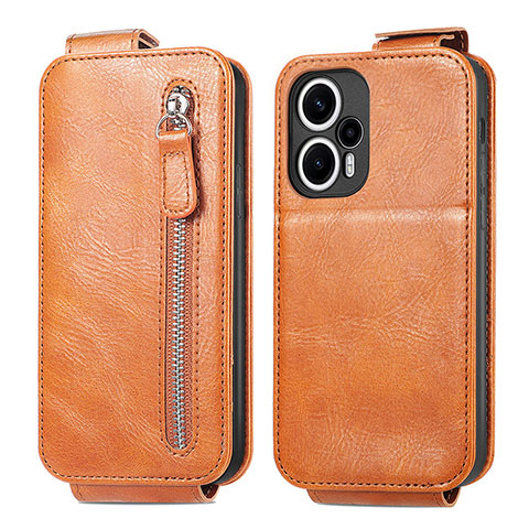 Custodia In Pelle Flip per Xiaomi Poco F5 5G Marrone