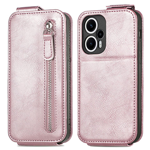 Custodia In Pelle Flip per Xiaomi Poco F5 5G Oro Rosa