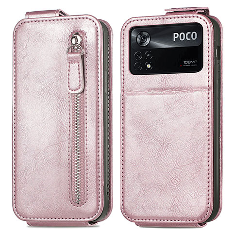 Custodia In Pelle Flip per Xiaomi Redmi Note 11E Pro 5G Oro Rosa