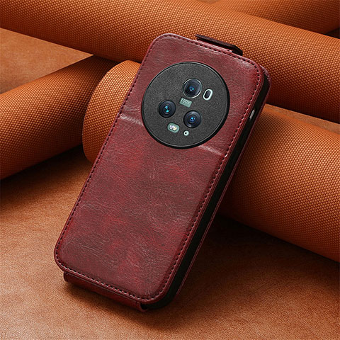 Custodia In Pelle Flip S01D per Huawei Honor Magic5 Pro 5G Rosso