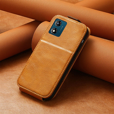 Custodia In Pelle Flip S01D per Motorola Moto E13 Marrone