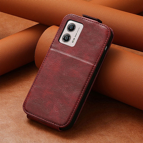 Custodia In Pelle Flip S01D per Motorola Moto G53 5G Rosso