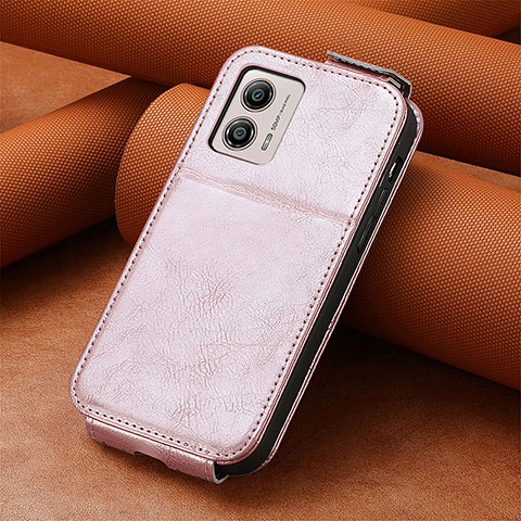 Custodia In Pelle Flip S01D per Motorola Moto G53j 5G Oro Rosa