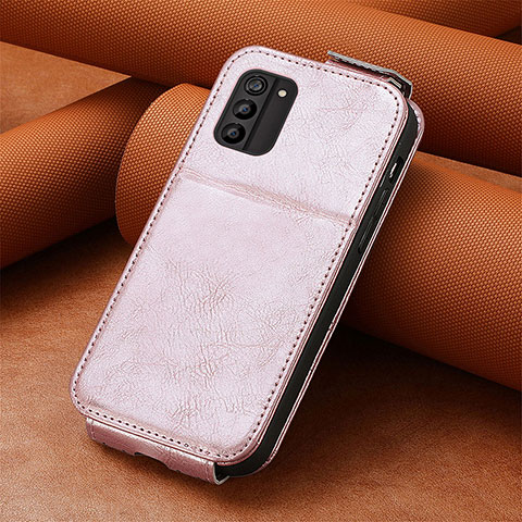 Custodia In Pelle Flip S01D per Nokia G100 Oro Rosa