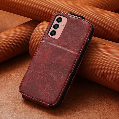 Custodia In Pelle Flip S01D per Samsung Galaxy M13 4G Rosso