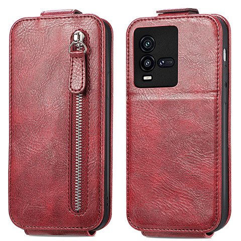 Custodia In Pelle Flip S01D per Vivo iQOO 10 5G Rosso