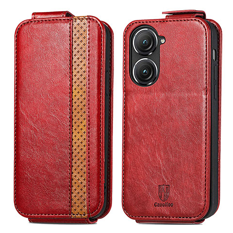 Custodia In Pelle Flip S02D per Asus Zenfone 9 Rosso