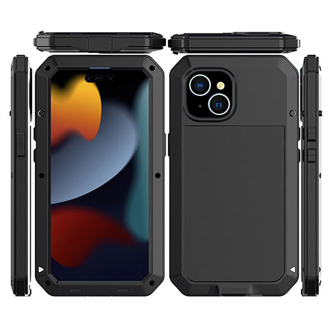 Custodia Lusso Alluminio Cover 360 Gradi HJ1 per Apple iPhone 13 Nero