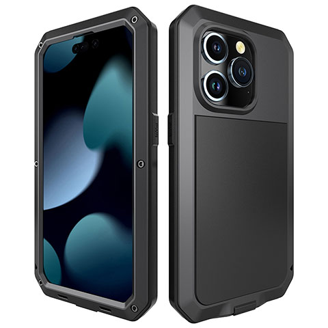 Custodia Lusso Alluminio Cover 360 Gradi HJ1 per Apple iPhone 14 Pro Max Nero