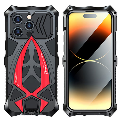 Custodia Lusso Alluminio Cover 360 Gradi LF2 per Apple iPhone 15 Pro Max Rosso