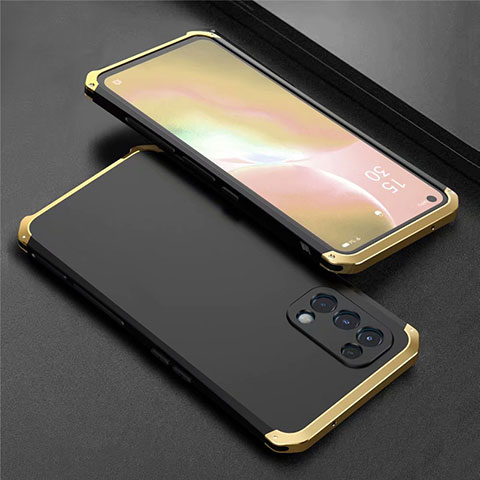 Custodia Lusso Alluminio Cover 360 Gradi M02 per Oppo Find X3 Lite 5G Oro e Nero