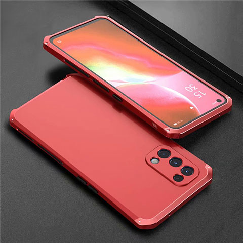 Custodia Lusso Alluminio Cover 360 Gradi M02 per Oppo Find X3 Lite 5G Rosso