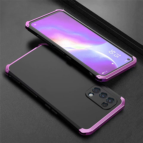 Custodia Lusso Alluminio Cover 360 Gradi M02 per Oppo Find X3 Lite 5G Viola